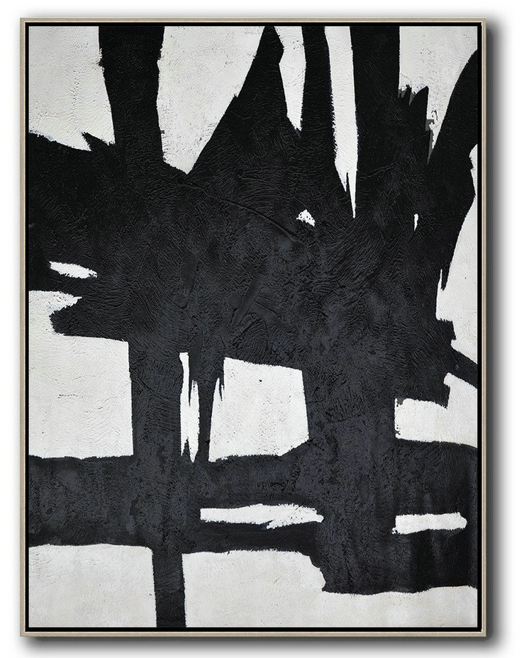 Extra Large Canvas Art,Black And White Minimal Painting On Canvas - Wall Art Ideas For Living Room